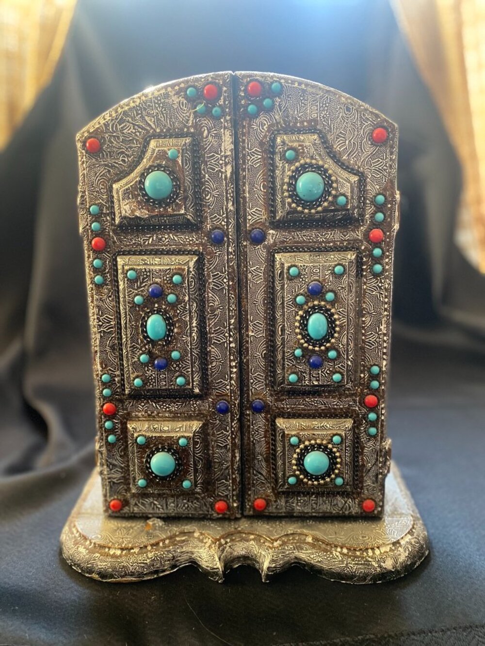 Vintage Tibetan Turquoise Coral Ghau Prayer Box Altar Shrine